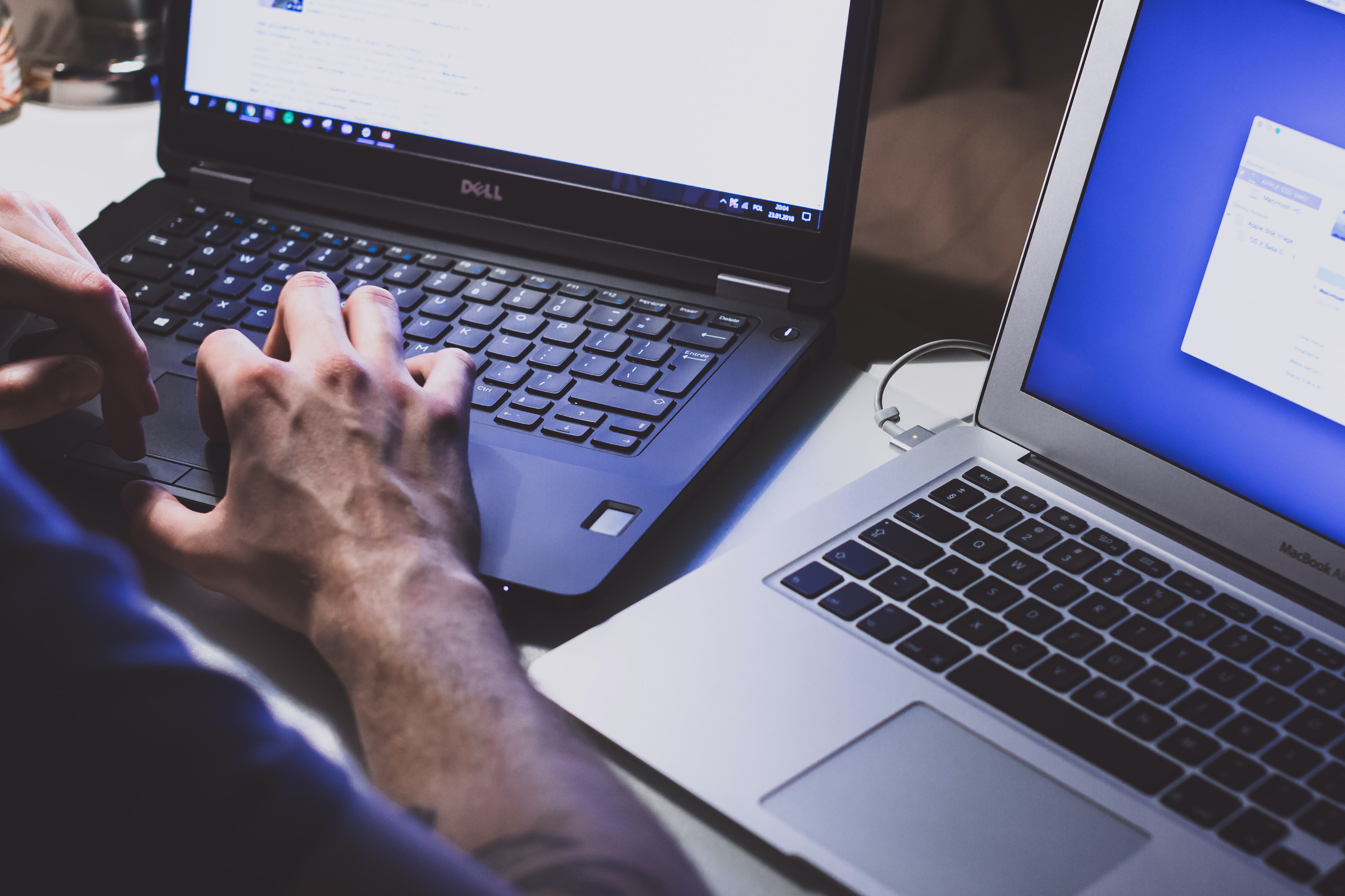 man working on computer